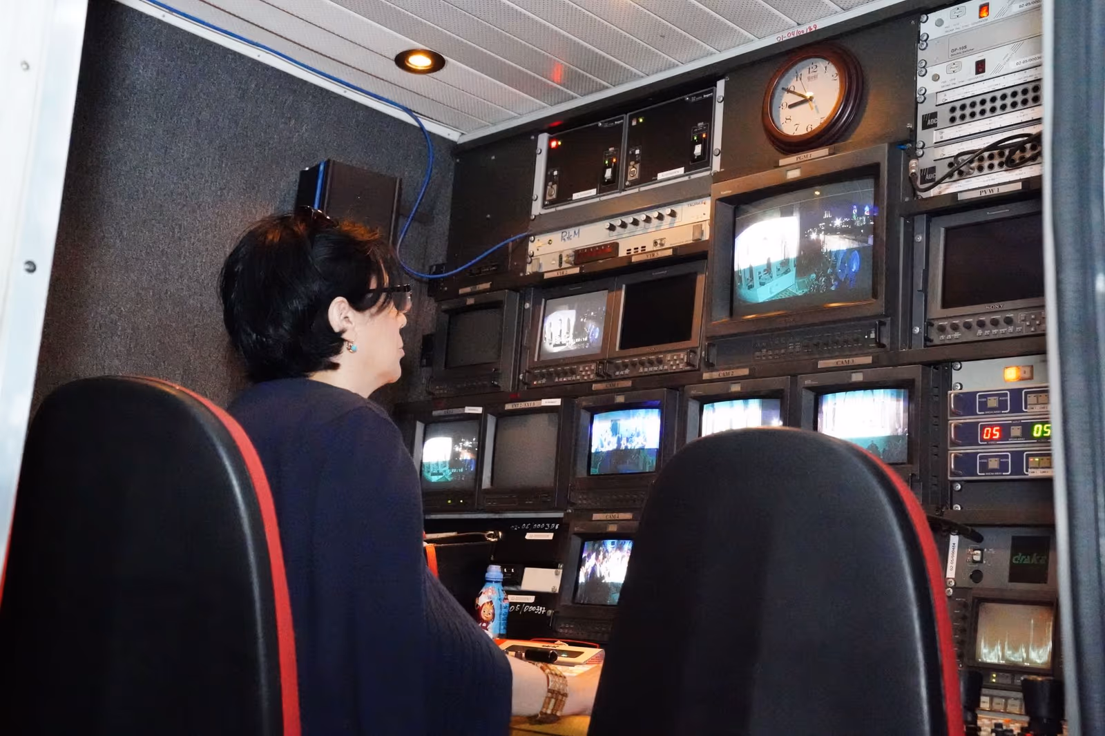 A broadcast gallery during transmission