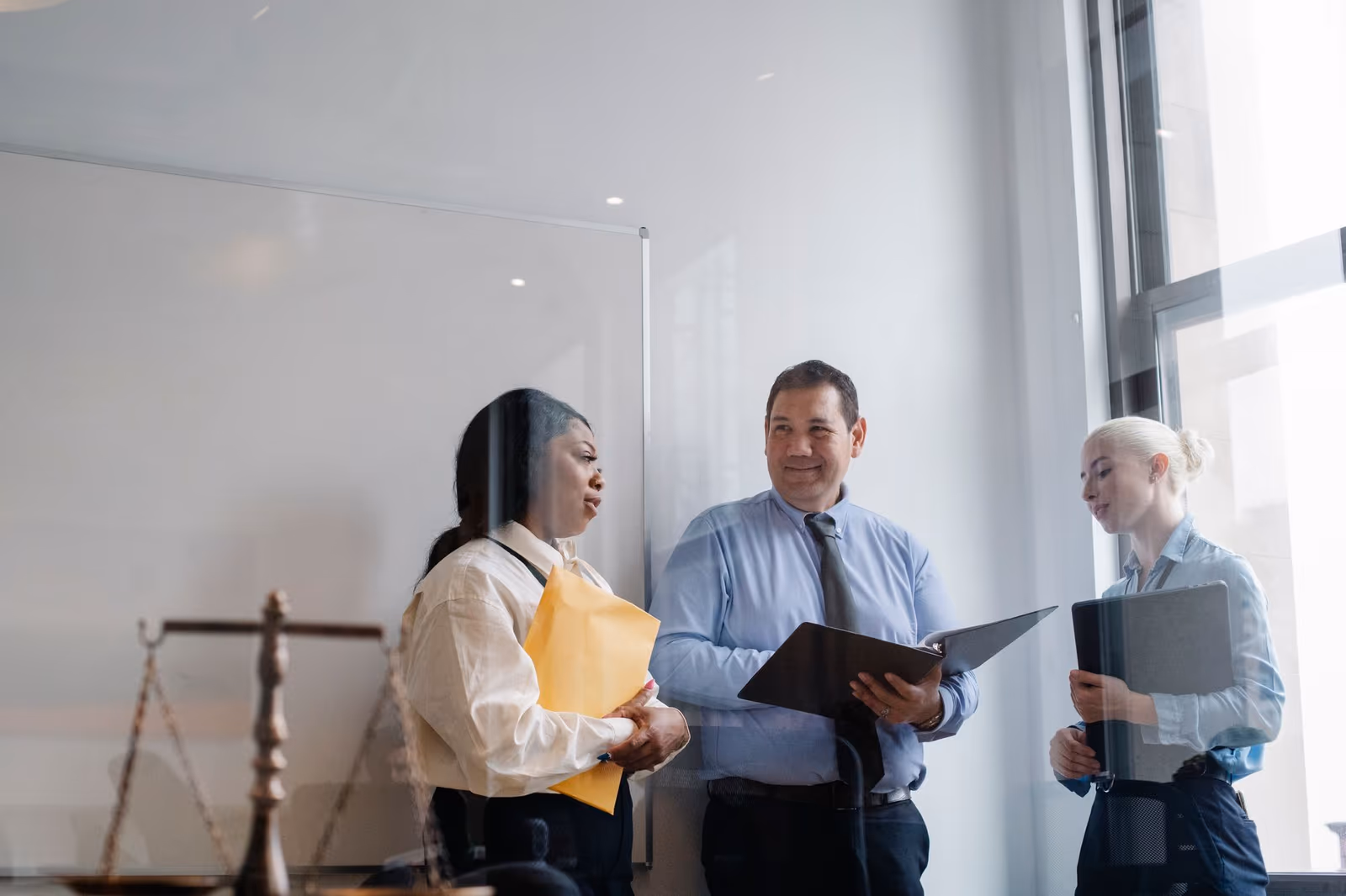 Two legal professionals reviewing a case together