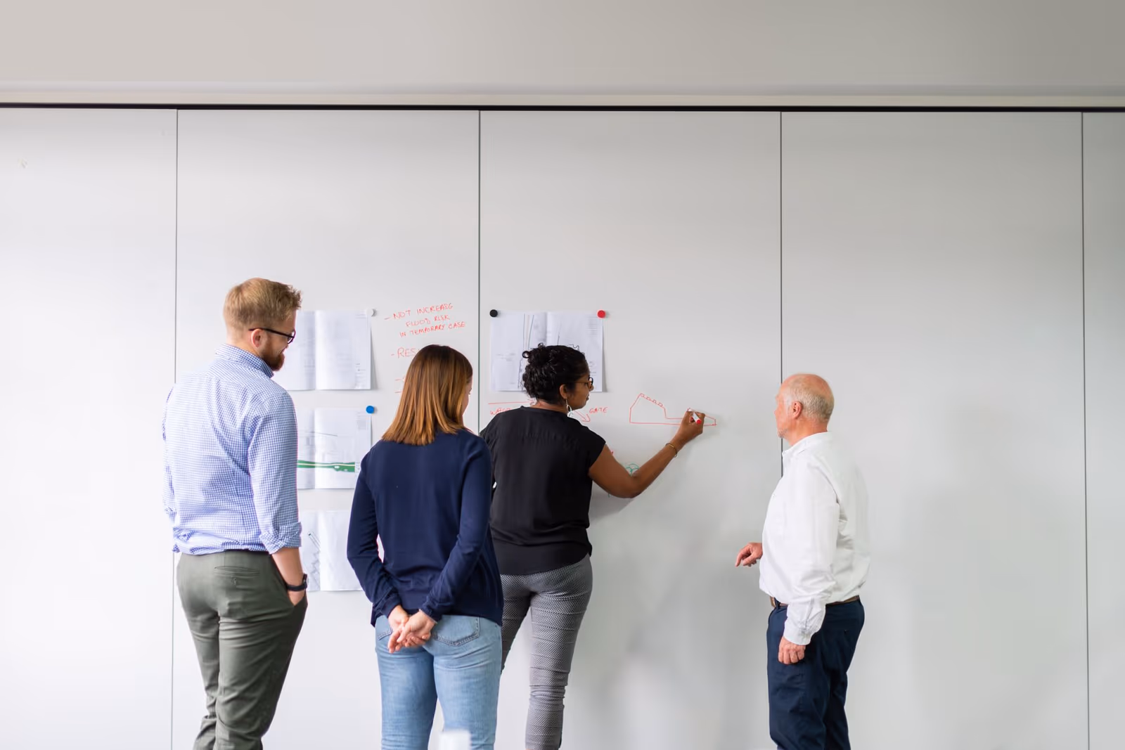 A consulting team working through a strategy session