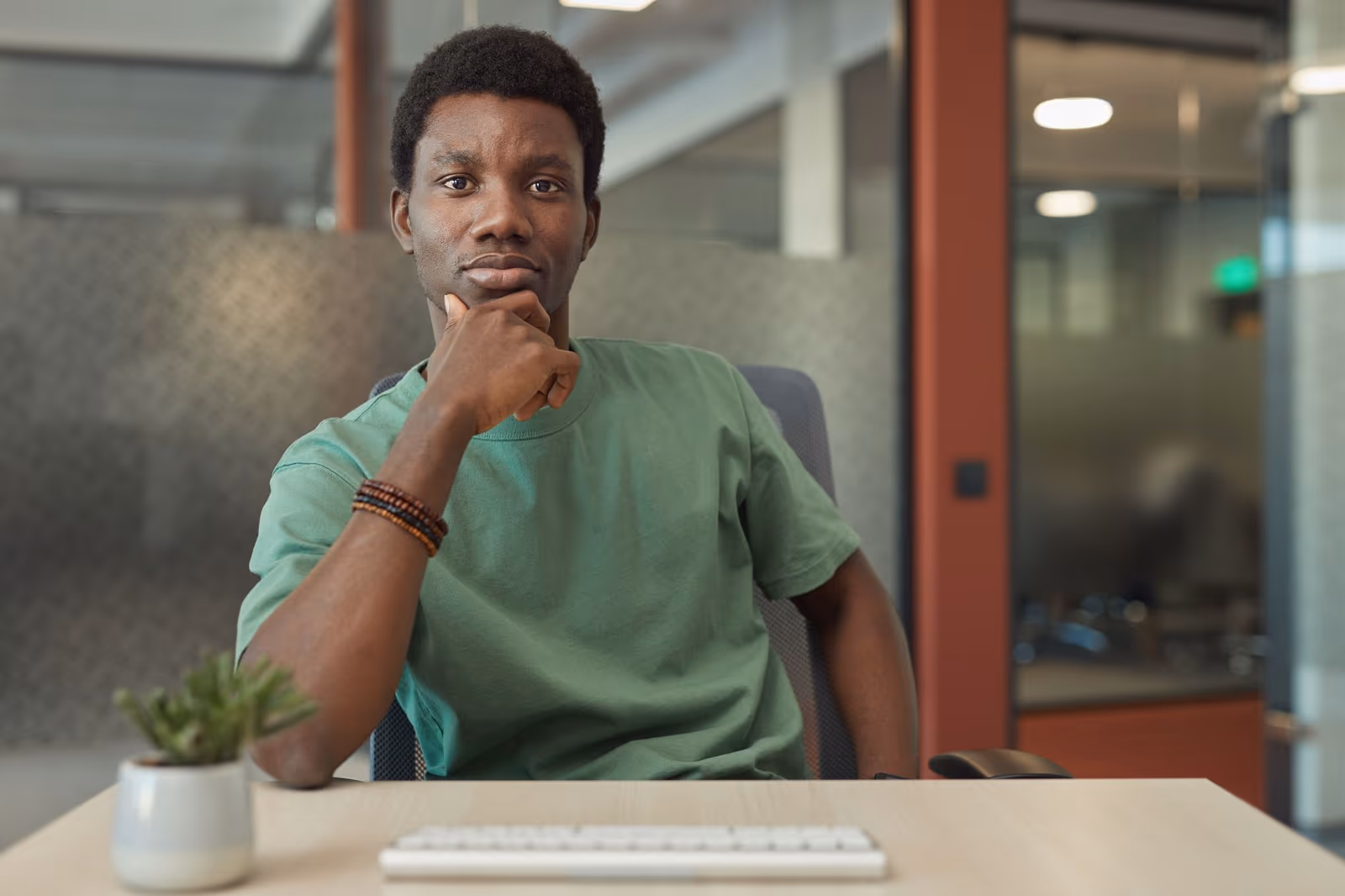 A founder at work in a modern office
