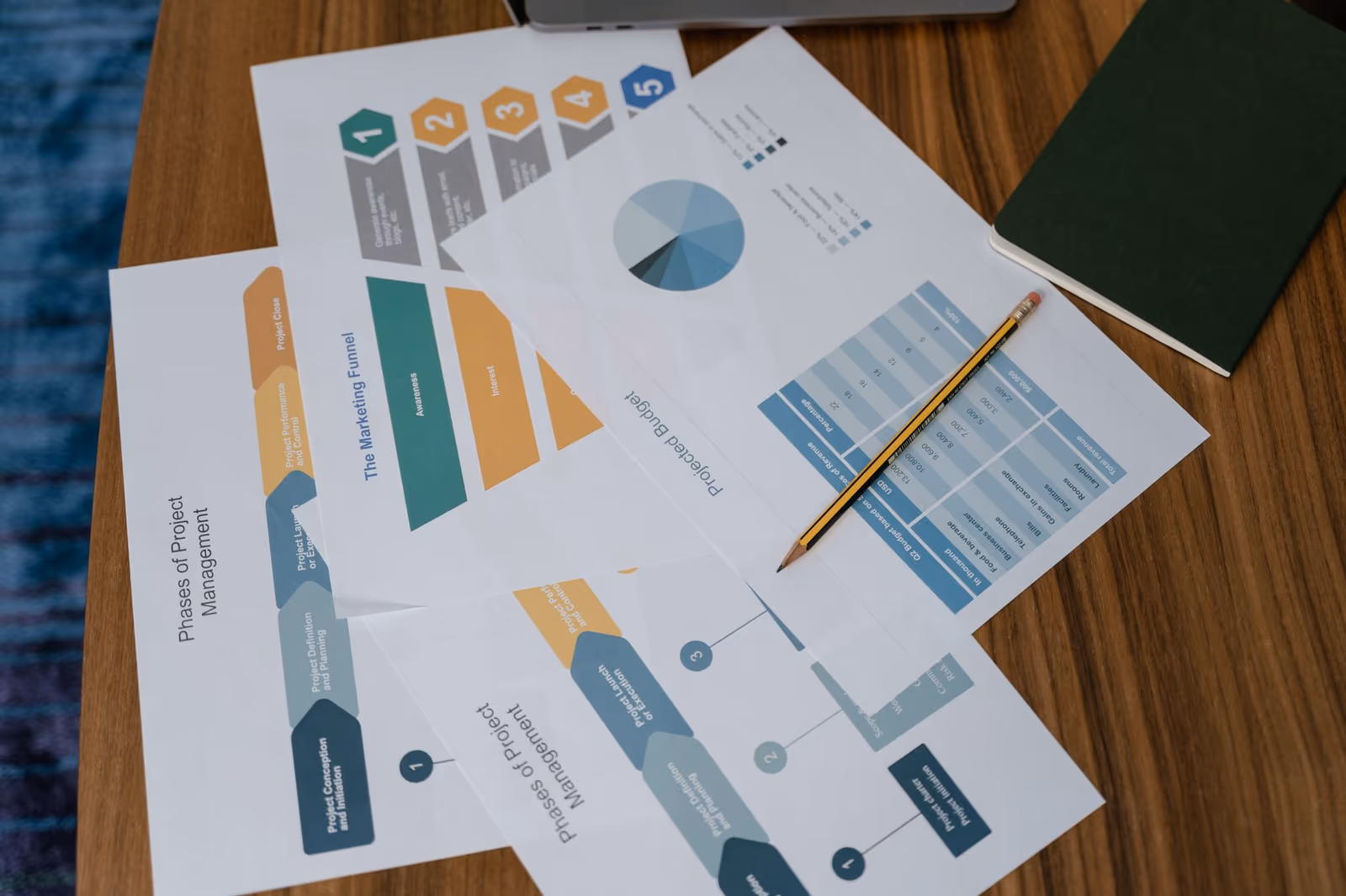Charts and response data spread across a desk