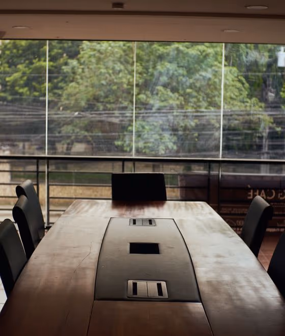 A corporate headquarters interior