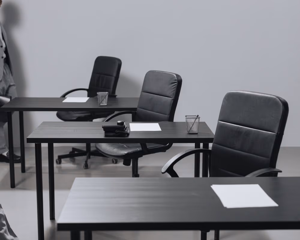 An empty meeting room between engagements