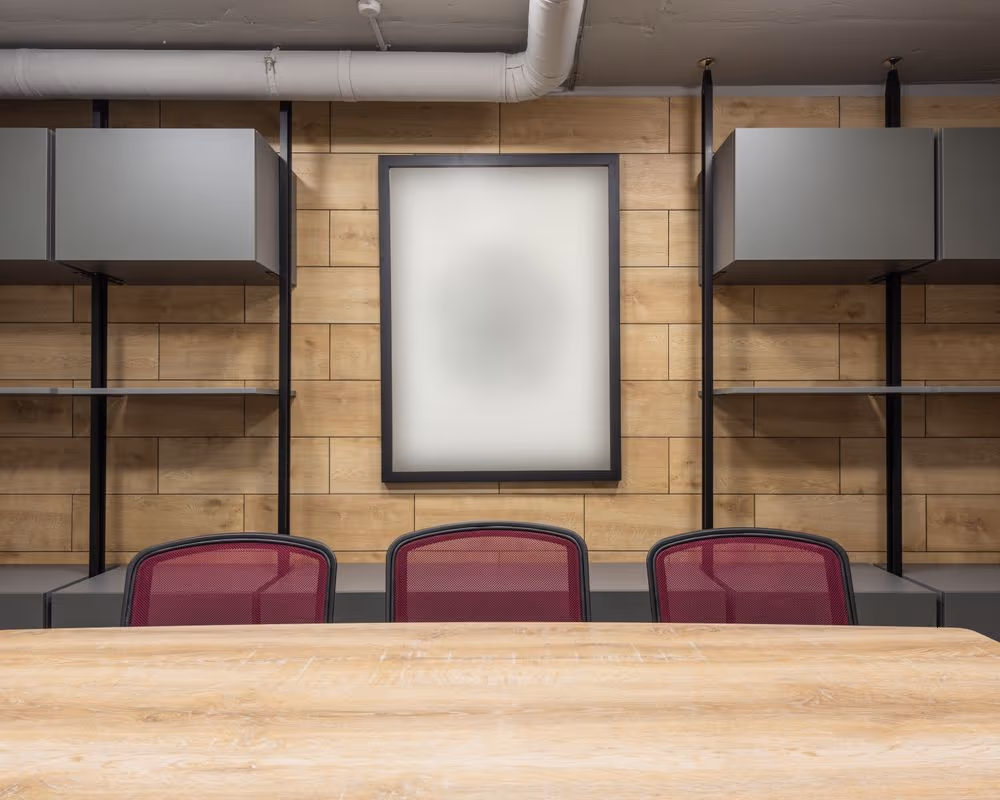 An empty boardroom before a planning session