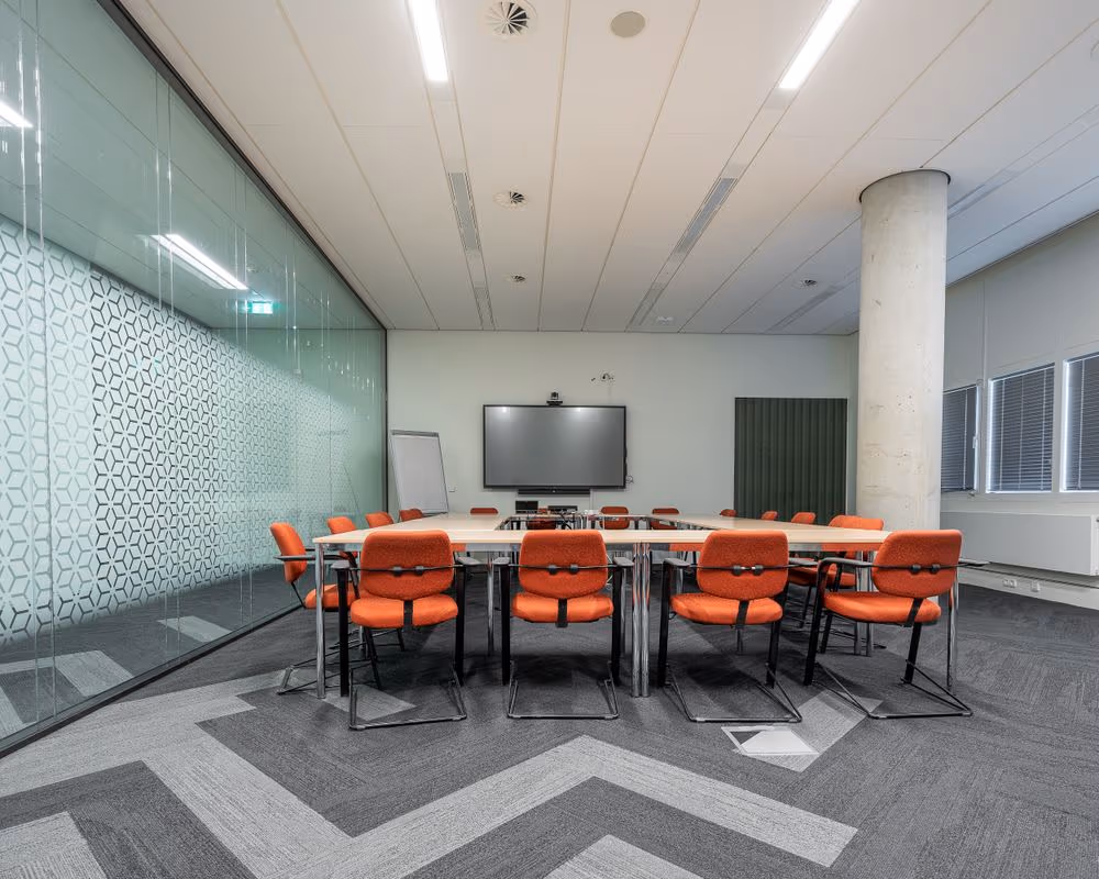 An empty boardroom before an investment committee